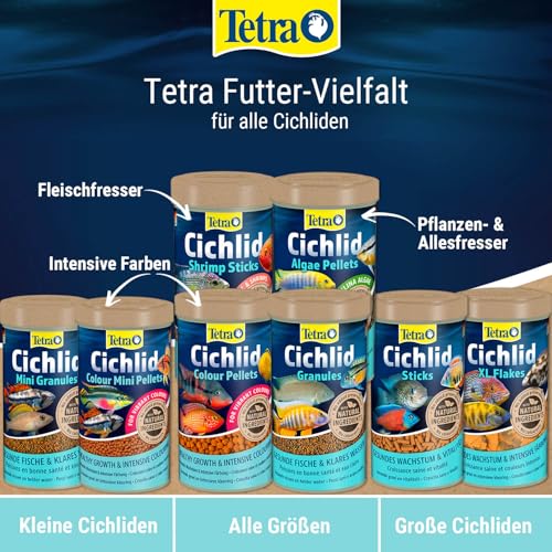 Tetra Cichlid Granules - Hauptfutter Mix mit 2 verschiedenen Granulaten für mittelgroße Cichliden, 500 ml Dose