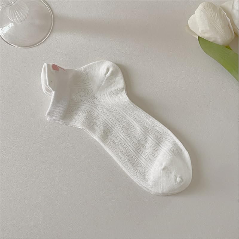 6 Pairs Solid Color Socks, Breathable And Fashionable Flower Socks3