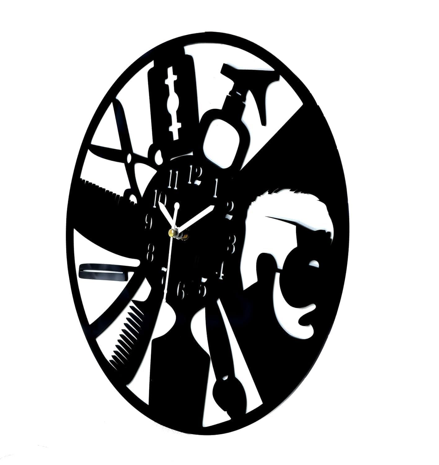 Hair Salon Barber Shop Wall Clock Decor Unique 12� Acrylic Antic & Trending Design | Black & White | CL-033 1