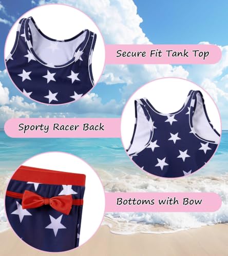 Image of Belovecol Girls Swimsuits 2Pcs Tankini Bathing Suit 4-16Y Bra Pads for 12Y+