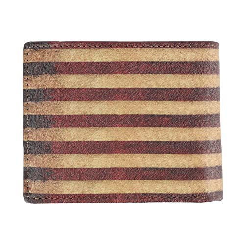 CTM Men's Leather RFID Vintage American Flag Bifold Passcase Wallet, Multi-Color2