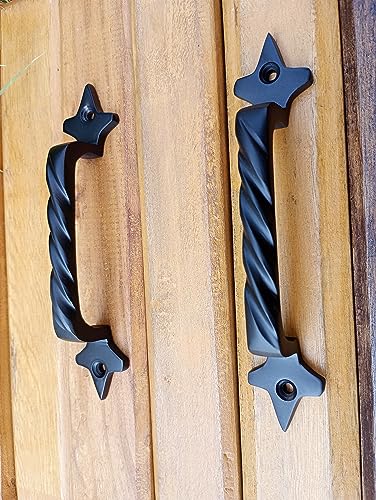 Image of Mix&Match Cast Iron Twisted Handle - 6 Inch Balck Matt Finish | Rope Style Cabinet, Wardrobe, Cupboard & Furniture Door Handle | Pack of 4 Pcs with Screws