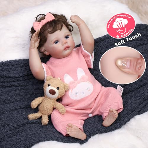 Muñeca Reborn bebé realista con cuerpo de vinilo de 16 pulg miniatura 5