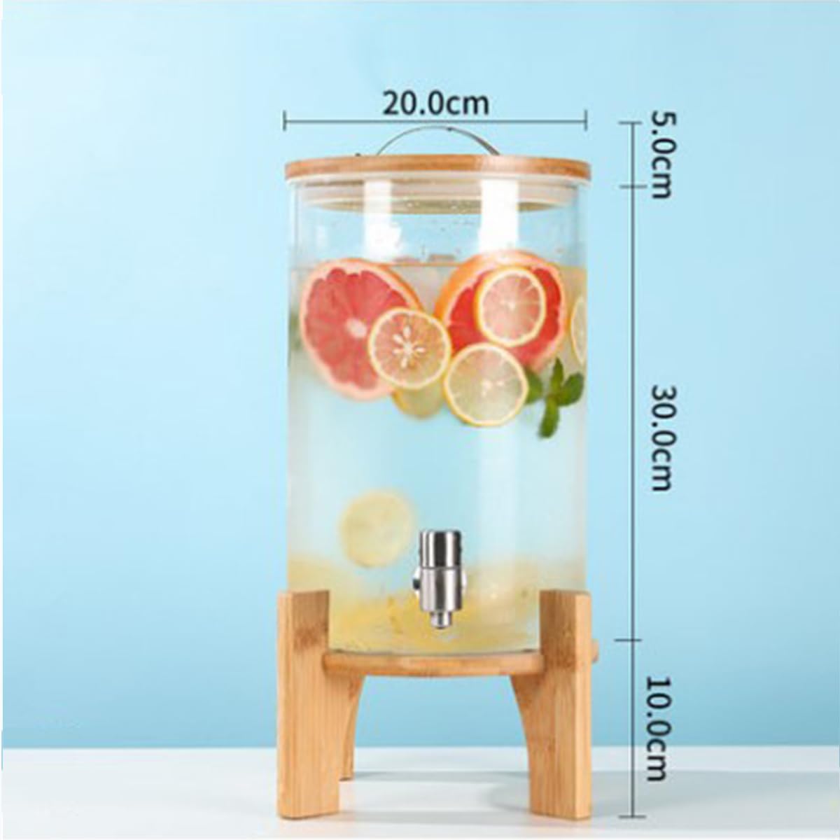 Dispensador De Bebidas De Vidrio Con Grifo - Ideal Para Kombucha, Agua, Jugo, Leche, Café Helado O Té Helado - Versátil Tarro Mason Para Bebidas Frías - Diseño Transparente, Gran Capacidad, 7.L