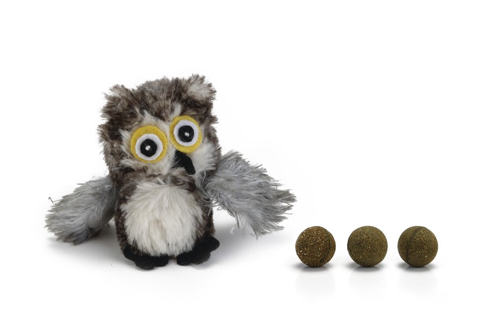 Beeztees Kedi Oyuncağı, Baykuş, Peluş, 3 Kediotu Topu, 9,5cm