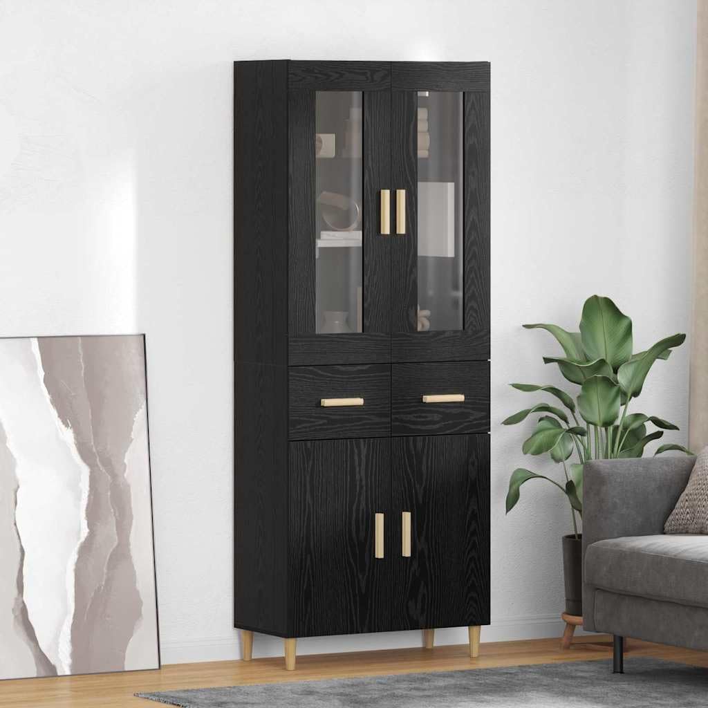 Aparador de alta calidad aspecto roble negro con puertas y cajonera