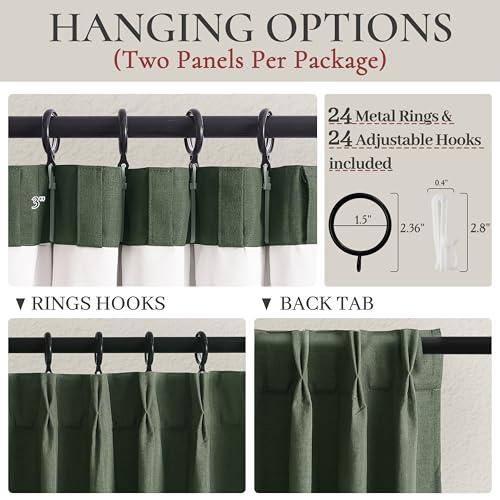 Image of Curtains 70 Inch Length Extra Wide Pinch Pleated Blackout Curtain for Sliding Glass Door /Living Room, Farmhouse Olive Green Thick Heavy Duty Insulated Large Window Drapes (70 inchWx90 inchLx2Panels Loden)