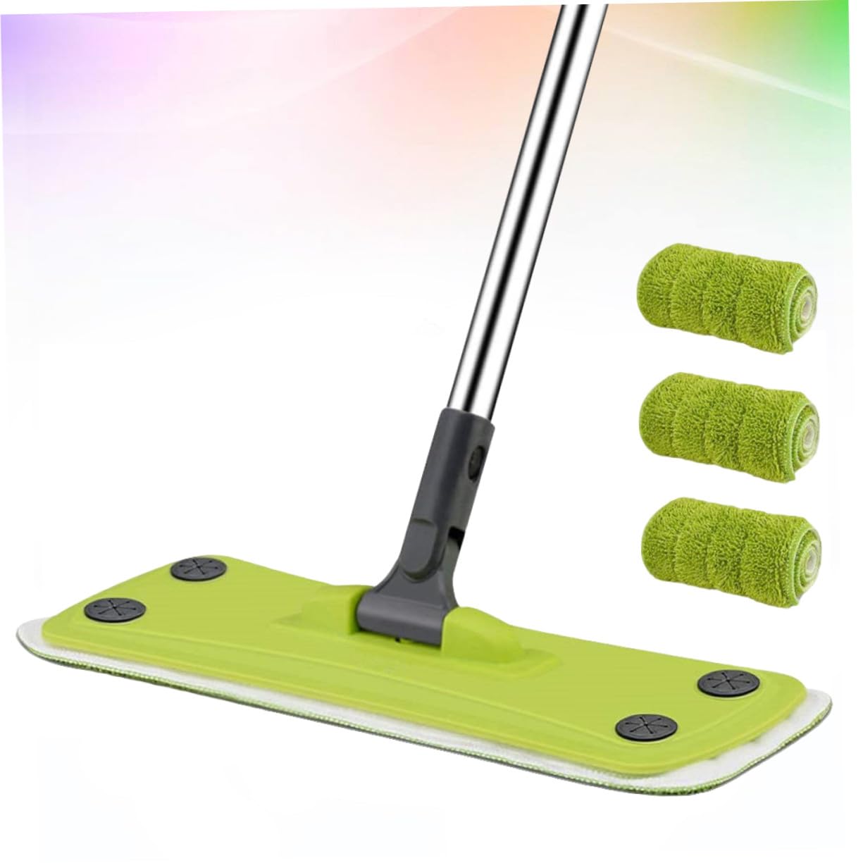 Mop per Pavimenti in Legno Rotante in Microfibra con Panni Lavabili Pulizia Facile e Rapida e Ufficio Snodabile per Angoli Difficili Materiali Resistenti e Leggeri Colore Verde