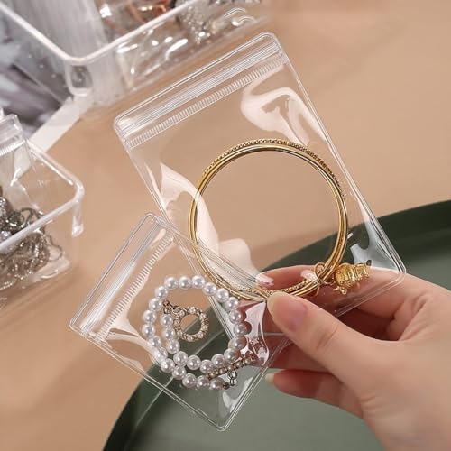Image of 36 Pcs Transparent Jewellery Storage Pouches | Clear PVC Zip Lock Covers for Rings, Earrings, Necklaces & Accessories | Durable Jewellery Organizer Bags (Transparent, Pack of 36)