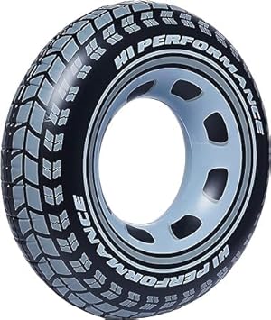 SILENCIO Swimming Pool Tube for Adults Big Size Cool Black Wheel Tire Men Swimming Ring Adult Inflatable Pool Float Tube Circle Summer Water Toys Air Mattress