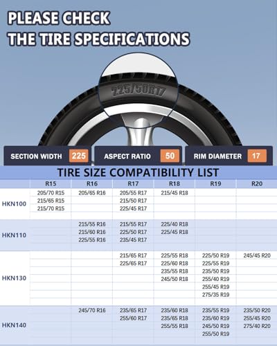 SCITOO HKN110 Snow Chains Quick Easy Installation,Tire Traction Chain For Car Pickup Trucks SUV,Adjustable Universal Emergency Anti-Skid Thickening Tire Chains Width 215 225 235(16" 17" 18")- Set of 2 - Image 4