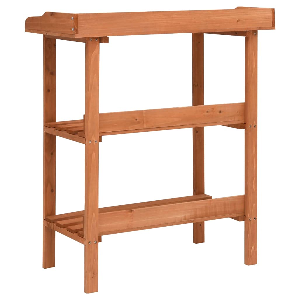 Pflanztisch 76x37x89 cm Tannenholz, 3 Ablagen | Massivholz, Verzinkte Tischplatte, Für Wohnzimmer, Garten, Veranda, Terrasse