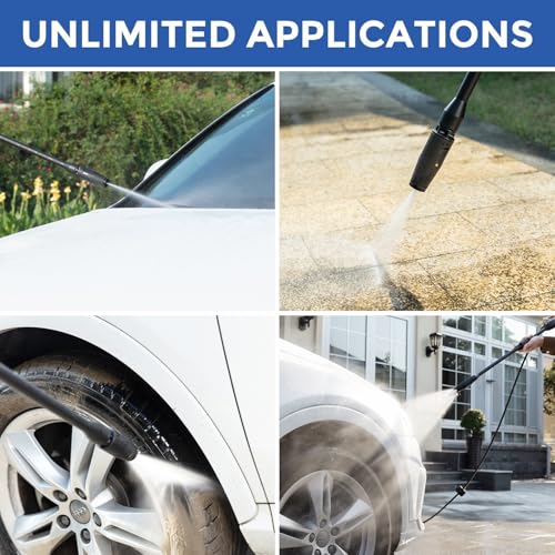 Giraffe Tools Wall Mounted Pressure Washer, Max 2200 PSI, Electric Water Pressure Cleaner with 20M Retractable Hose, 500 ML Foam Cannon, 4 Quick-Connect Nozzles for Cars/Patios - Image 6