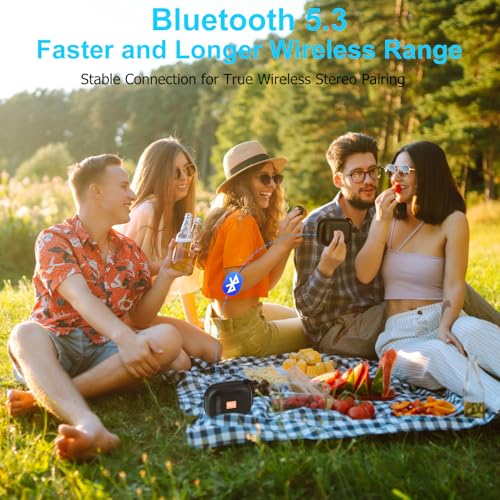 Image of Portable Bluetooth Speaker, Small Speakers Bluetooth Wireless, IPX7 Waterproof Bluetooth Speaker Suitable for in Bathroom, Pools, Boating and Hiking Black