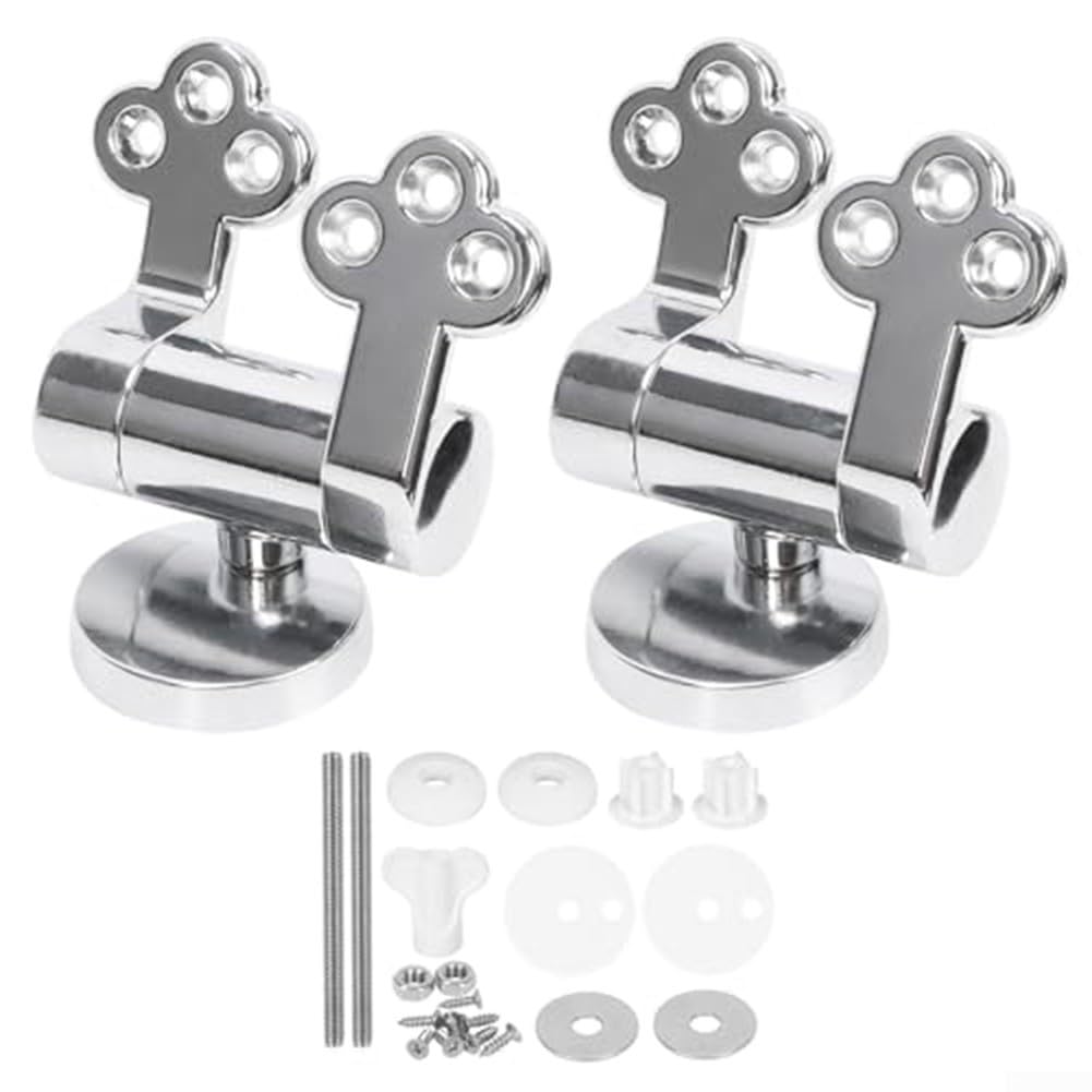 Toilet Seat Hinges Pair, Zinc Alloy Soft Close Replacement Connectors with Adjustable Slow-Down Function for Wooden Resin Plastic Lids, Fit for Home Hotel Public Restrooms, Silver