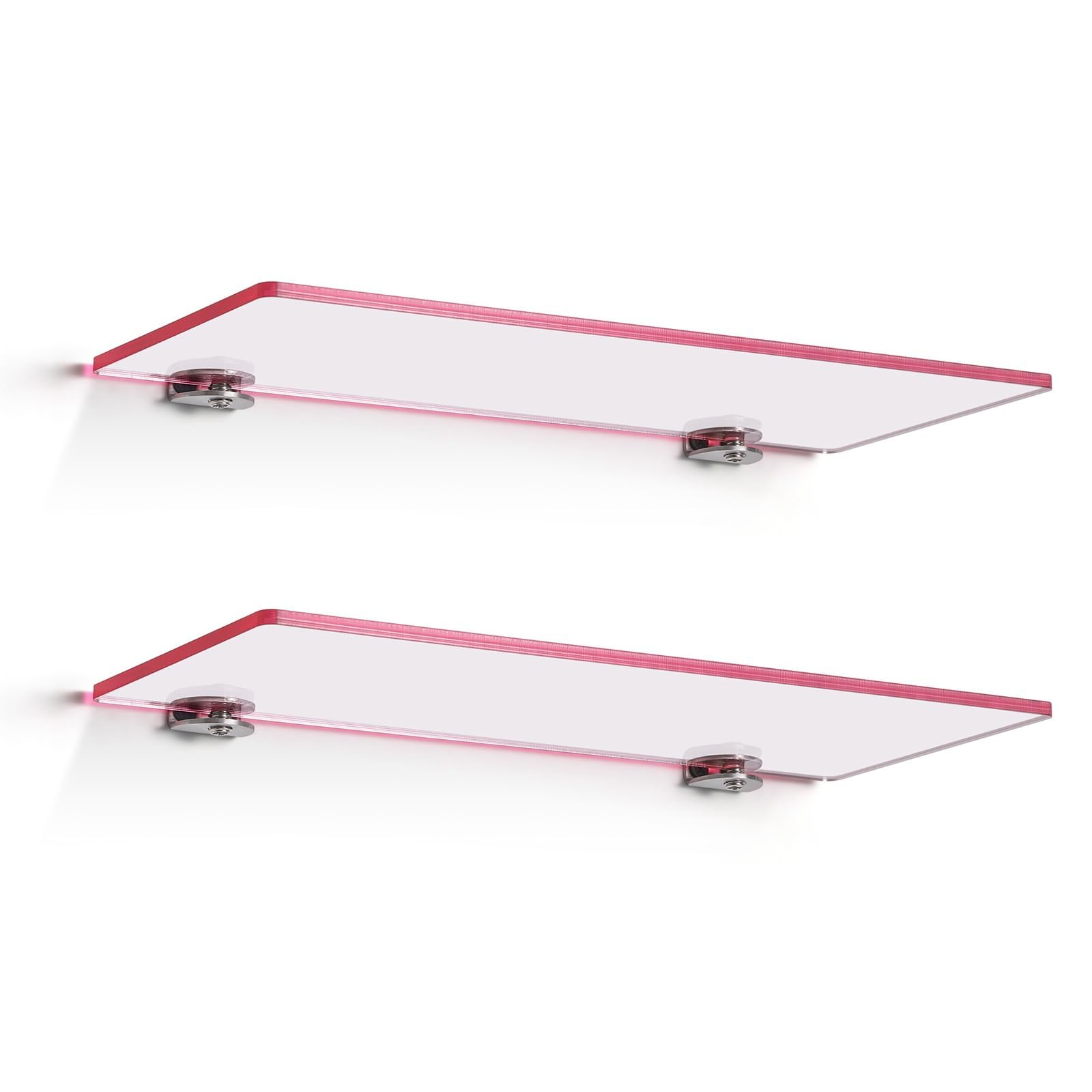 Photo 1 of iobiotio Cute Pink Floating Shelves, 12 x 4'' Arylic Shelves for Wall, Decorative Clear Floating Shelves for Gril's Room, Bathroom, Wall Mounted, 2 Pcs