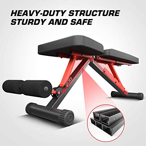 pelpo Adjustable Weight Bench for Strength Training, Foldable Full Body Workout Bench for Home Gym Bench Press