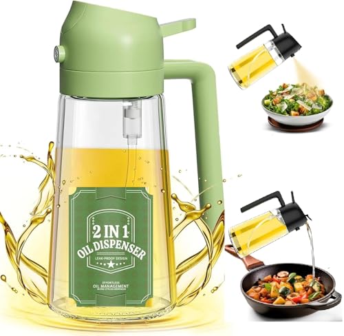 Image of Oil Spray Bottle for Cooking, Premium Glass 2 in 1 Oil Dispenser for Kitchen, Food Grade Oil Sprayer Containers with Nozzle, Oil Bottle for Air Fryer, Roasting and Frying | 500ml Multicolour