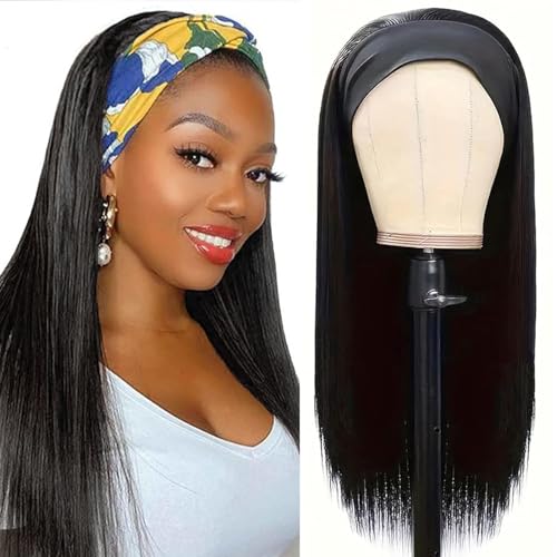olimaruly Straight Headband Wig Human Hair 16 Inch Natural Black None...