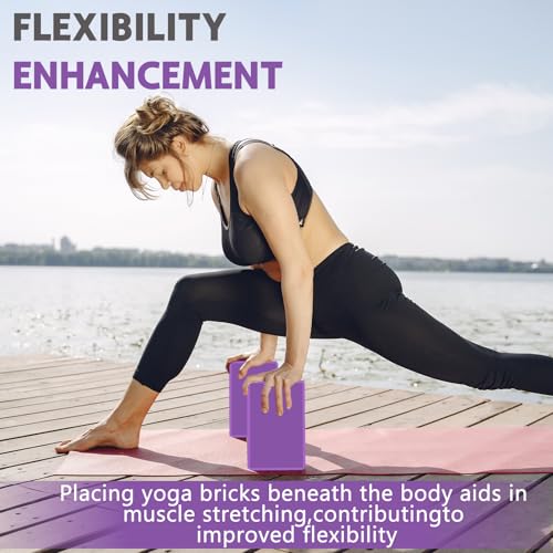Image of 9 inchx6 inchx3 inch Yoga Blocks, Soft Non-Slip Surface Premium Foam Blocks, Supportive, Lightweight, Odor Resistant, Yoga Accessories for Pilates Meditation General Fitness Stretching Toning (Purple-2