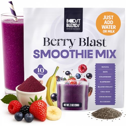 Berry Blast Smoothie Mix – Freeze Dried Fruit Smoothie Powder for Smoothies & Shakes, Just Add Water or Milk, 10 Servings