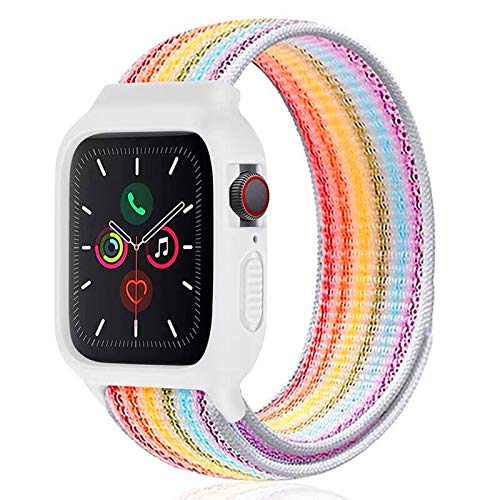 Bracelet nylon Apple Watch 44mm avec coque silicone antichoc