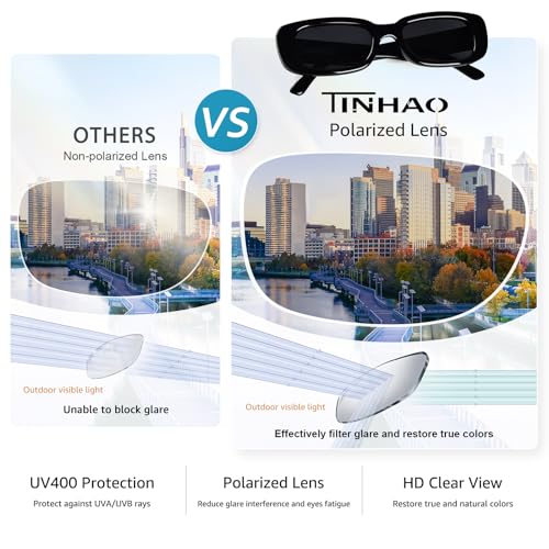 Polarized Rectangle Sunglasses for Women Men Trendy Retro 90s Sunglasses Narrow Square Y2k Shades3