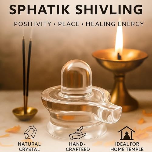 Image of Original Sphatik Shivling for Puja & Meditation | AAA Grade Clear Quartz Crystal Lingam Idol with Ganga Jal & Chandan | Maha Shivratri Gift (140-150 Gram)