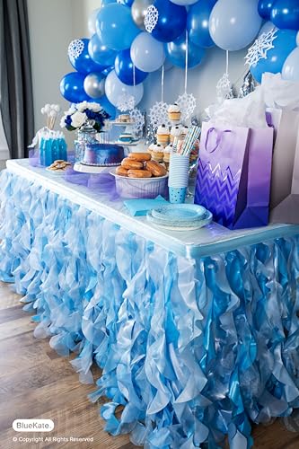 image for BLUEKATE Blue Tutu Table Skirt 9ft with Double Layer Organza Willows f
