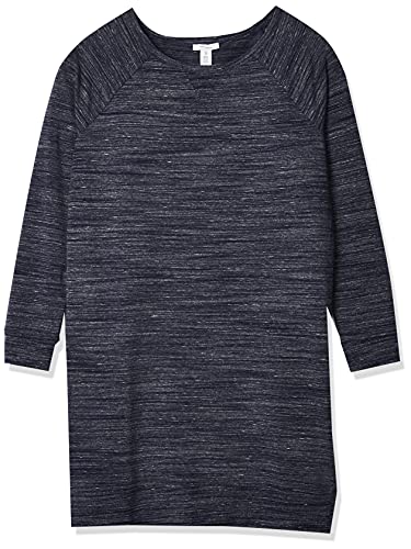 Amazon Brand - Daily Ritual Women s Terry Cotton and Modal Dorito High-Low Sweatshirt Dress, Navy Spacedye, Small