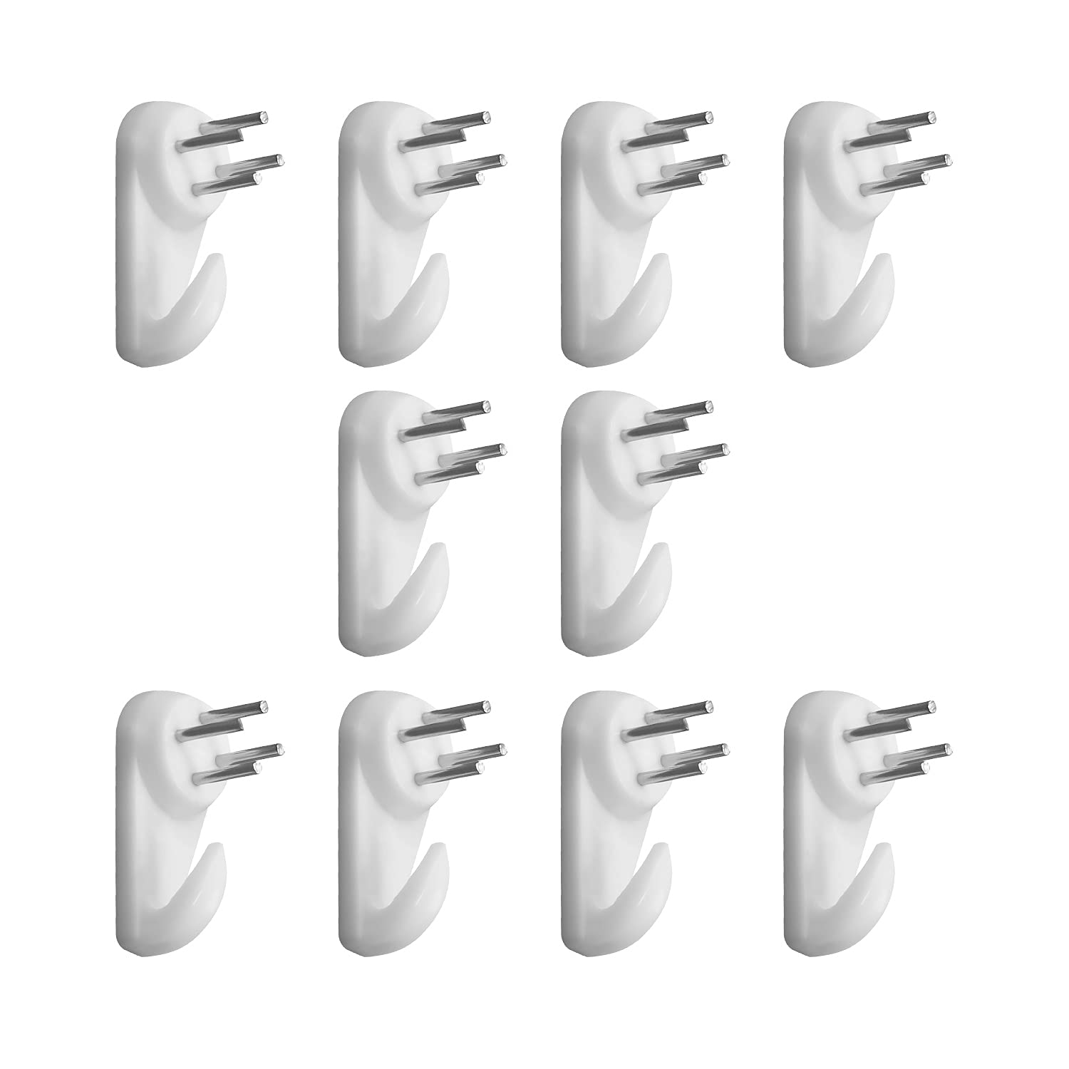 Aicosineg Hardwall Hanger Mount Non-Mark Hook Photo Picture Frame Hanger for Fasteners Wall Wallpaper Walls Concrete Hooks Wooden Doors Hardware Medium White Tone 100pcs