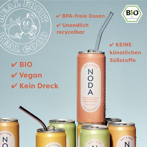 Offene Kartonverpackung des NODA Discovery Packs zeigt Vielfalt an Geschmacksrichtungen wie Beere und Apfel-Minze