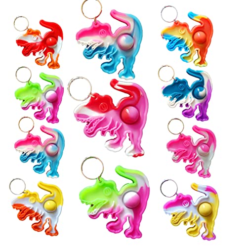 (Students Gift)24 Packs Dinosaur Bulk Mini Pop Keychain，Birthday Gift Party Favors Supplies,For Boy And Girl Student Award Gift #TOP15