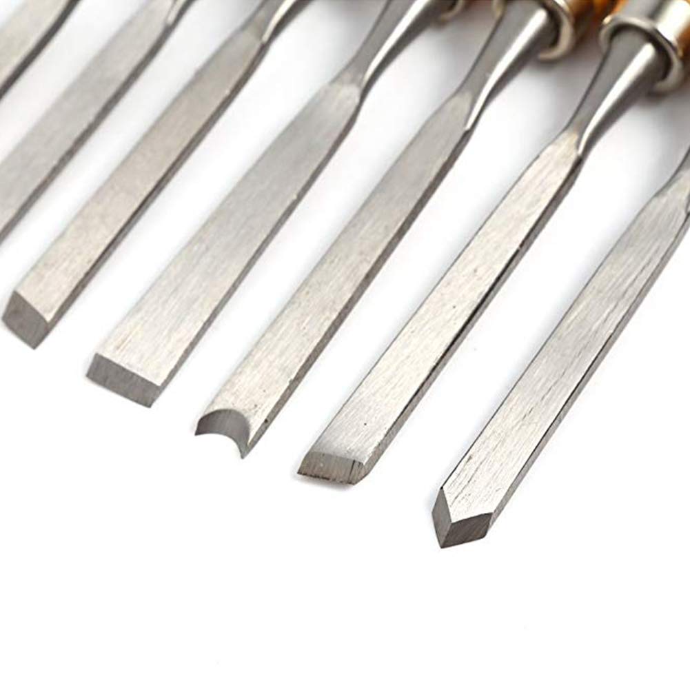 Jeu de ciseaux à bois, trousses à outils pour la sculpture sur bois - Outils professionnels pour le travail du bois avec étui de transport idéal pour les débutants (12pcs)