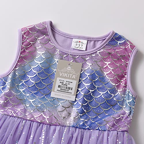 VIKITA Girls Dresses Summer Short Sleeve Toddler Girls Clothes Party Tulle Dresses for 3-12 Years Kids4