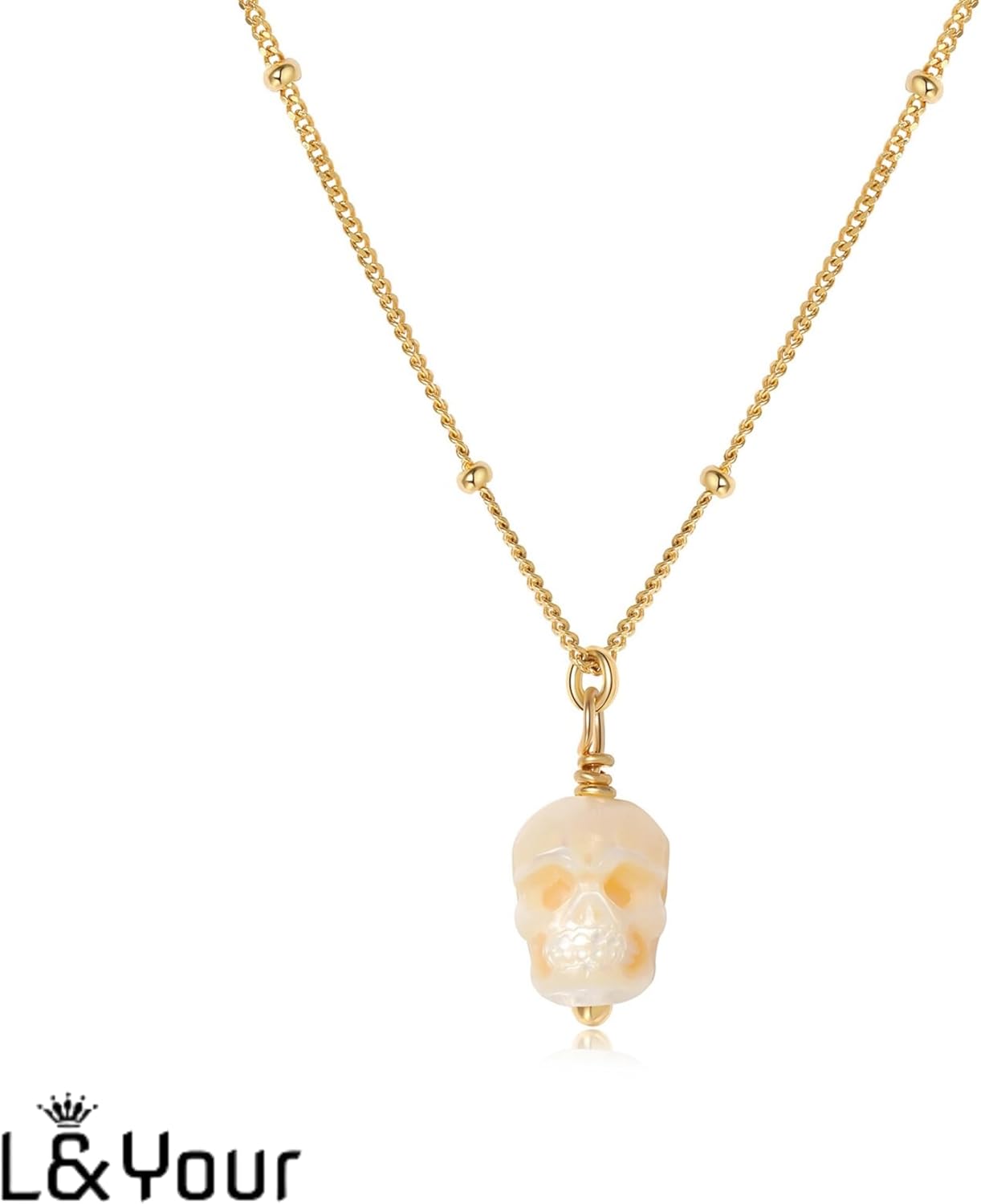 Skull Pearl Necklace – 14K Gold Plated 925 Sterling Silver Skeleton Pendant with 7–8mm Freshwater Pearl, Gothic Jewelry - Image 3