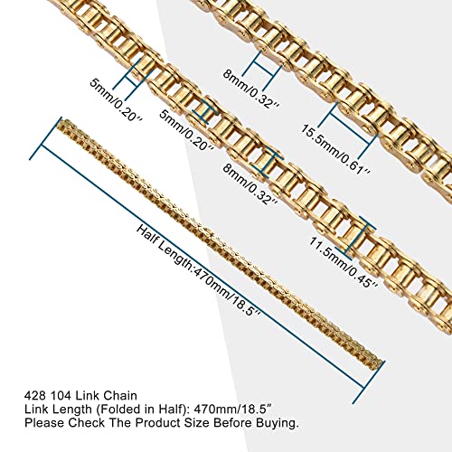 GOOFIT 428 Heavy Duty Kettenantrieb 104 Links für Motorrad ATV Dirtbike & Go Kart Golde