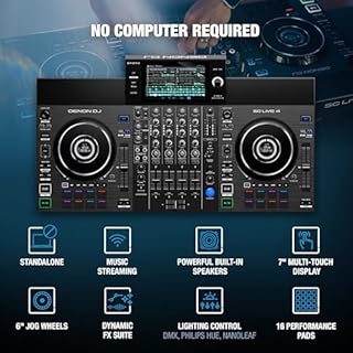 Denon DJ SC LIVE 4 Standalone DJ Controller with Stem Separation on 4-Decks, Wi-Fi Streaming, Build-in Speakers, Serato DJ and Virtual DJ Compatible