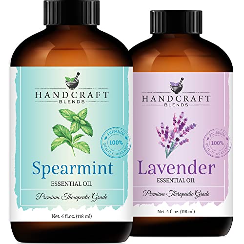 Handcraft Spearmint Essential Oil And Lavender Essential Oil Set – Huge 4 Fl. Oz – 100% Pure And Natural Essential Oils – Premium Therapeutic Grade With Premium Glass Dropper #TOP23