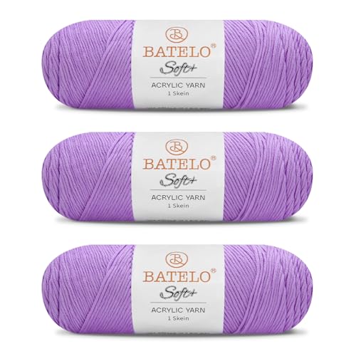 Image of Soft Light Purple Yarn 1008 Yards - 3 Pack Acrylic Yarn of 200g /7.5oz - 4 Medium (Worsted) - Crocheting, Knitting, Amigurumi, Craft
