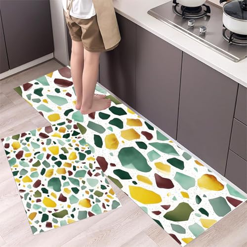 Kitchen Rug Set of 2 Irregular Stones Non Slip Kitchen