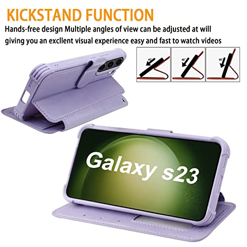 VANAVAGY Compatible for Galaxy S23 Wallet Case, 12ft Drop Protection, RFID Blocking PU Leather Flip Cover - Image 4