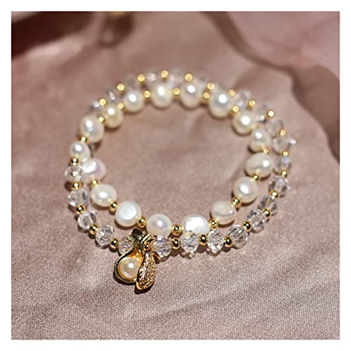 Bracelet à breloques en zircon bleu et perles d'eau douce