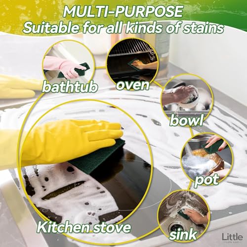 Image of Large Scrub Pad for Utensils, Heavy Duty Super Scrubber to Cleaning Dish, Utensil, Vessel in Kitchen, Home Essentials Items, Big Size 10x15 Cm, Green, Pack of 10