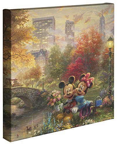 Black Friday - 40% OFF Thomas Kinkade Studios Disney's Mickey and Minnie Sweetheart Central Park 14 x 14 Gallery Wrapped Canvas