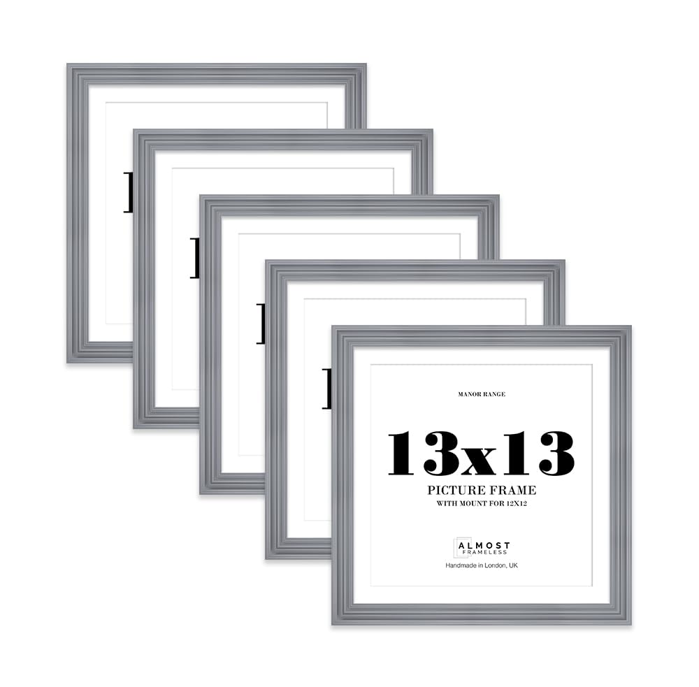 13x13" Grey Picture Frame - 13x13" Square Frame with 12x12" Mount for 13x13"/12x12" Pictures Luxurious Style Decorative Wall Display Frame, 5 Pack — image 1