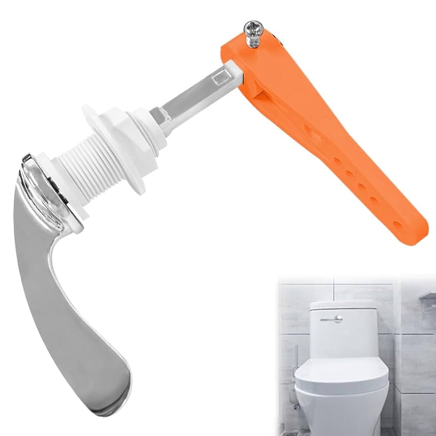 1 Set Universal Toilet Handle Replacement Kit With Stainless Steel Flapper Chain And Aluminum Alloy Arm, White Front Mount Toilet Flush Handle Replacement Toilets Handles Lever Replacements, White