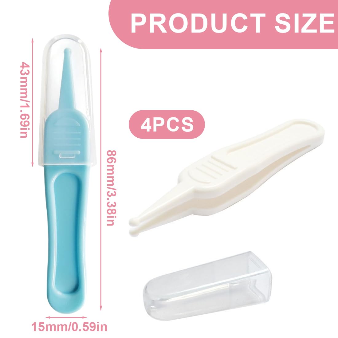 WeddHuis 4 PCS Sécurité pour Bébé Brucelles Pince à épiler pour Bébé Pince à épiler pour Nettoyer Douce et Sûre