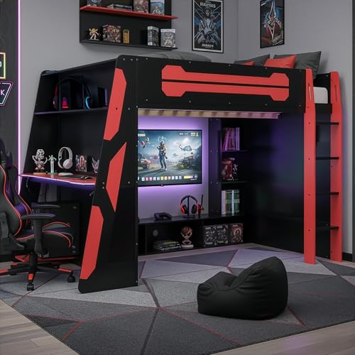 Merax Wooden Loft Bed with Desk and Storage
