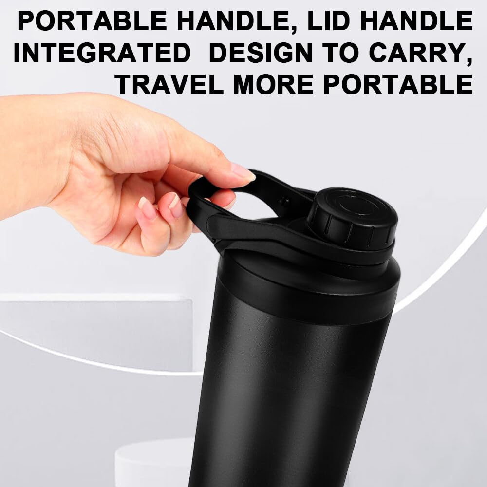 Shaker protéiné isotherme 750 ml acier inoxydable, sans bruit, sans BPA, bouteille d'eau et maille mélangée